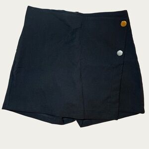 NWT‎ Shasa Women’s Black Skort with Gold Button Accents Size Medium